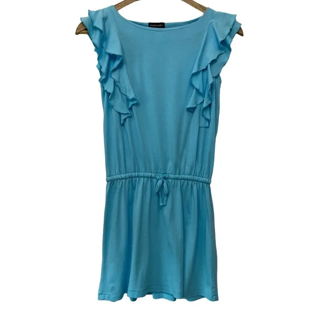 Ralph Lauren Light Blue Flounce Dress Coverup Size 8-10